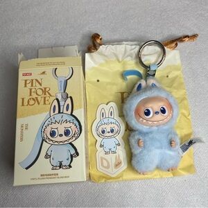 AUTHENTIC Pin for Love Blue Plush Monster Keychain Letter D